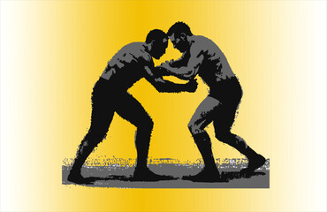Fototapeta premium illustration Athletics sport martial arts boxing silhouette