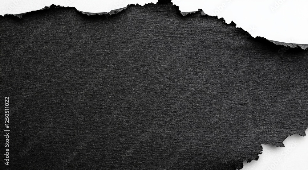 Poster textured black paper with torn edge creating a unique background for designers and creatives looking