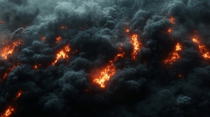 Fototapeta premium Burning Forest Fire Clouds
