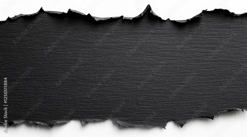 Poster black torn paper texture with ripped edges ideal for backgrounds, design projects or creative artwor