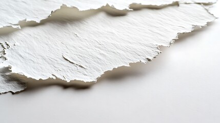 White handmade paper with coarse texture and irregular edges for an organic appearance.