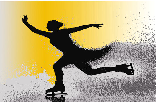Synchronized skating silhouette illustration