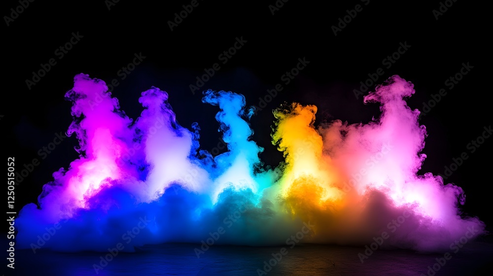 Aufkleber Dramatic and Vibrant Multicolored Smoke Explosion in an Atmospheric Hazy Background Creating a Captivating and Visually Striking Image for Art Design and Creative Projects