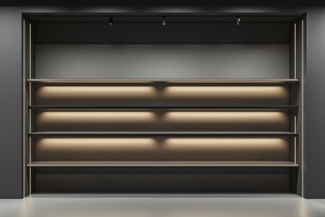 Obraz premium 3d empty showcase display with retail shelves. Mock up. Vector