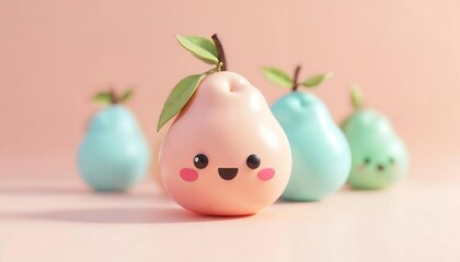 Happy Peach and Friends: A Delightful Pastel Illustration