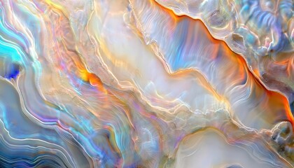 abstract fluid color patterns with iridescent shades of blue, orange, and pink creating smooth, wavy texture for design
