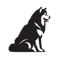 Powerful Alaskan Malamute silhouette for strong and bold designs - Alaskan Malamute illustration - minimal Alaskan Malamute vector - dog silhouette
