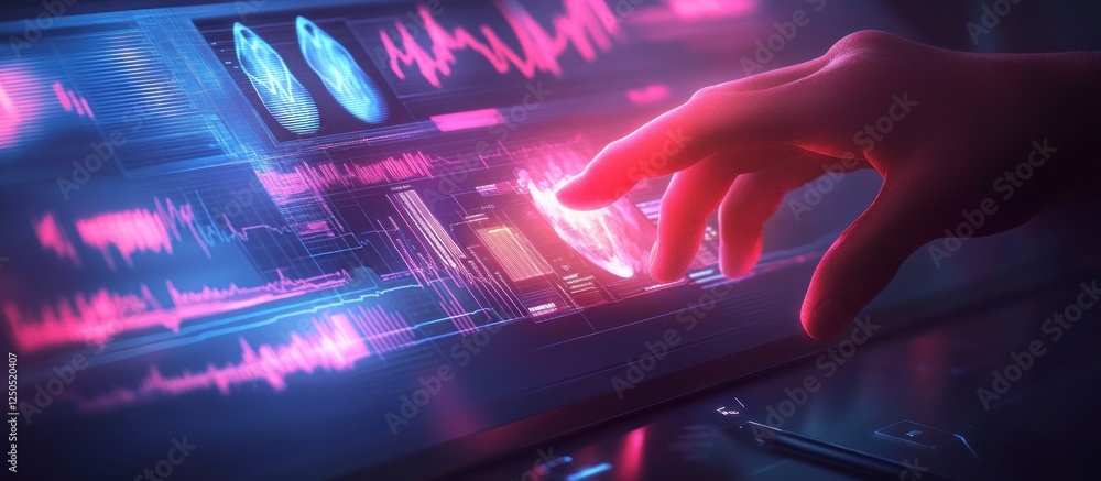 Aufkleber futuristic data analysis with interactive touchscreen technology