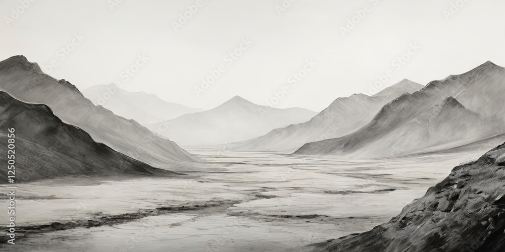 Aufkleber a mountain range with a valley in between