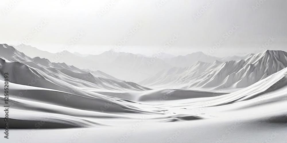 Poster A snowy mountain range with a large, empty plain in between