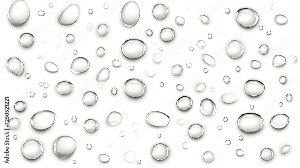 Aufkleber highly detailed and close up image of isolated water drops or droplets against a clean transparent w