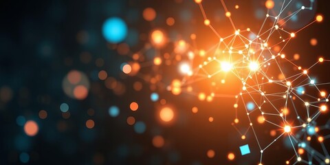 Fototapeta premium Abstract image showing futuristic digital transformation with bright, glowing lines and shapes representing rapid evolution and advancements in generative AI technology, advancements, futuristic