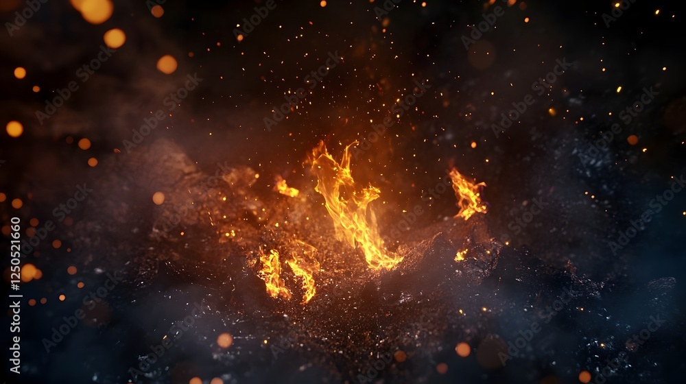 Leinwandbilder intense fiery explosion with dramatic flames swirling sparks and glowing embers in a vibrant dynamic