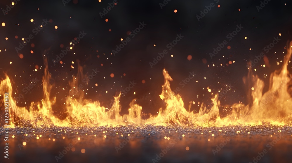 Leinwandbilder Intense fiery flames and sparks of fire creating bright and powerful energy background with glowing embers and radiant illumination  Abstract dynamic and vibrant fiery energy concept