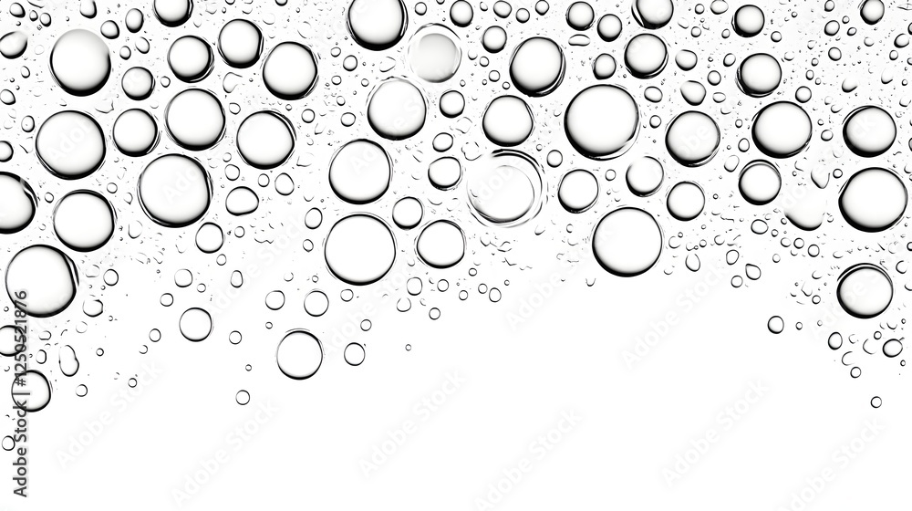Leinwandbilder isolated clear water droplets against a clean white background with minimal and abstract design dyna