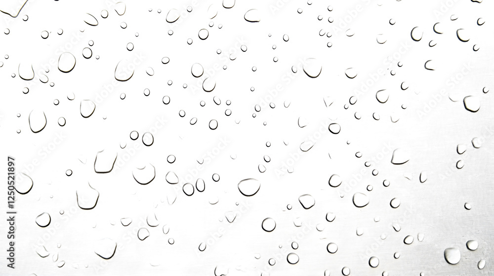 Poster isolated clear water droplets suspended against a pristine white background showcasing the delicate 