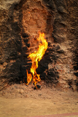 earth on fire at fire mountain Baku Azerbaijan