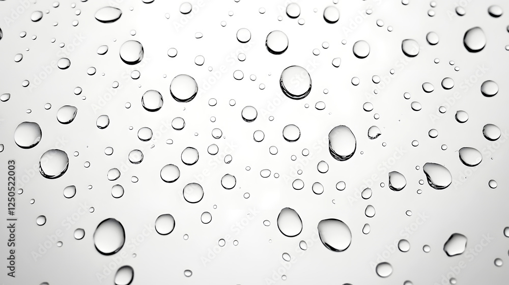 Poster isolated crystal clear water droplets sparkling against a pristine white background minimalist and t
