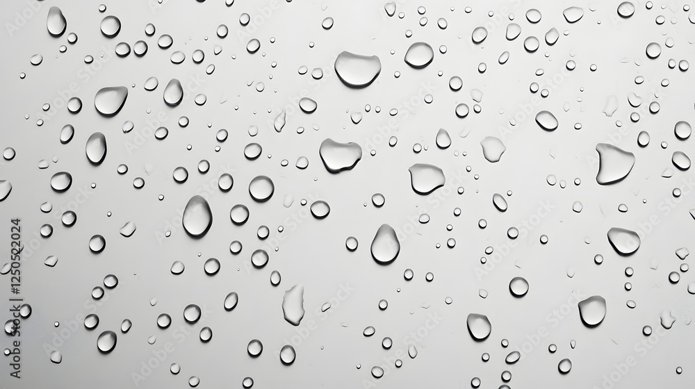 Aufkleber Isolated glistening water droplets suspended against a pristine white background creating an elegant minimalist and ethereal visual composition with a serene calming and tranquil ambiance