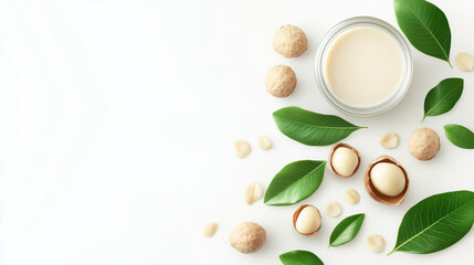 Macadamia milk isolated on white background