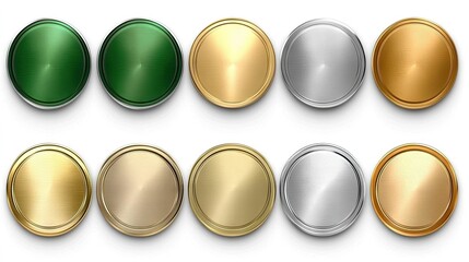 Metallic award badges, various colors, design elements, website decoration