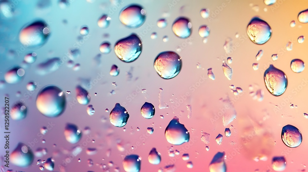 Aufkleber Isolated Transparent Water Droplets Against a Minimalist and Clean Background  Macro Close up Shot of Fresh Pure Liquid Splashes and Drips in a Simple Elegant Style