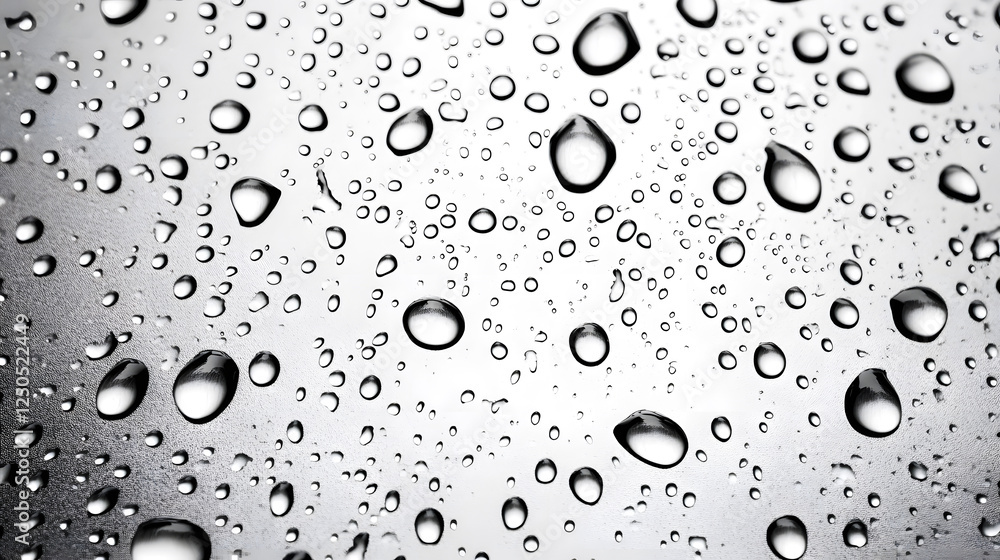 Poster isolated transparent water droplets captured against a clean white background with graphic design ap
