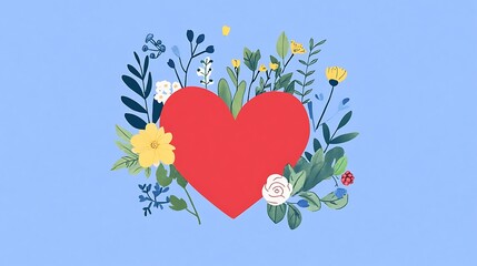 A Beautiful Heart Surrounded by Colorful Flowers