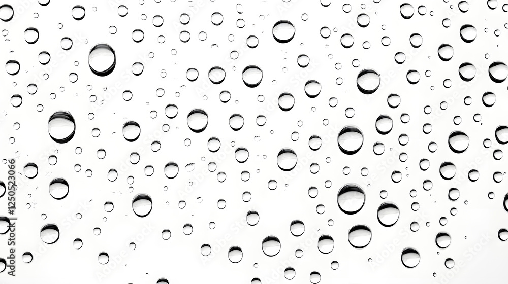 Leinwandbilder Isolated transparent water droplets gently resting on a crisp white background creating a serene and minimalist visual effect