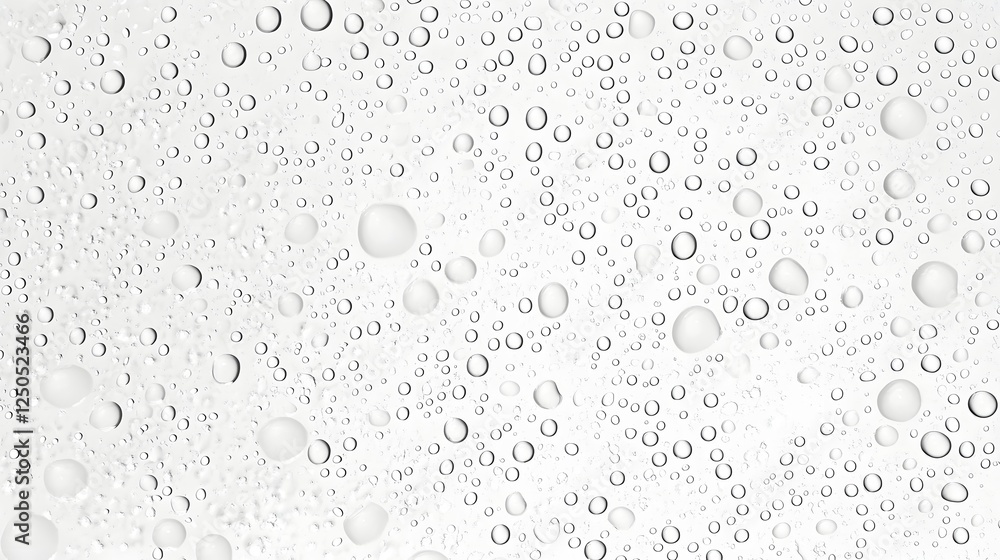 Aufkleber Isolated Transparent Water Droplets Suspended Against a Clean Simple White Background with Minimalist Elegant and Calming Aesthetic