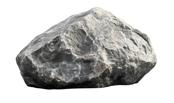 Gray boulder isolated on black background; garden landscaping