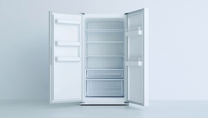Empty Refrigerator: A Clean, Organized, and Ready-to-Stock Appliance in a Modern Kitchen