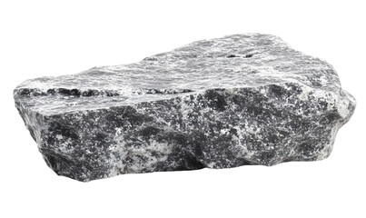 Fototapeta premium Grey stone rock sample isolated on black. Background use geology, construction