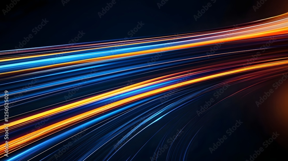 Poster Mesmerizing abstract light trails of dynamic motion and vibrant energy radiating with a futuristic luminous glow  High speed blurred lines of illumination creating a dazzling
