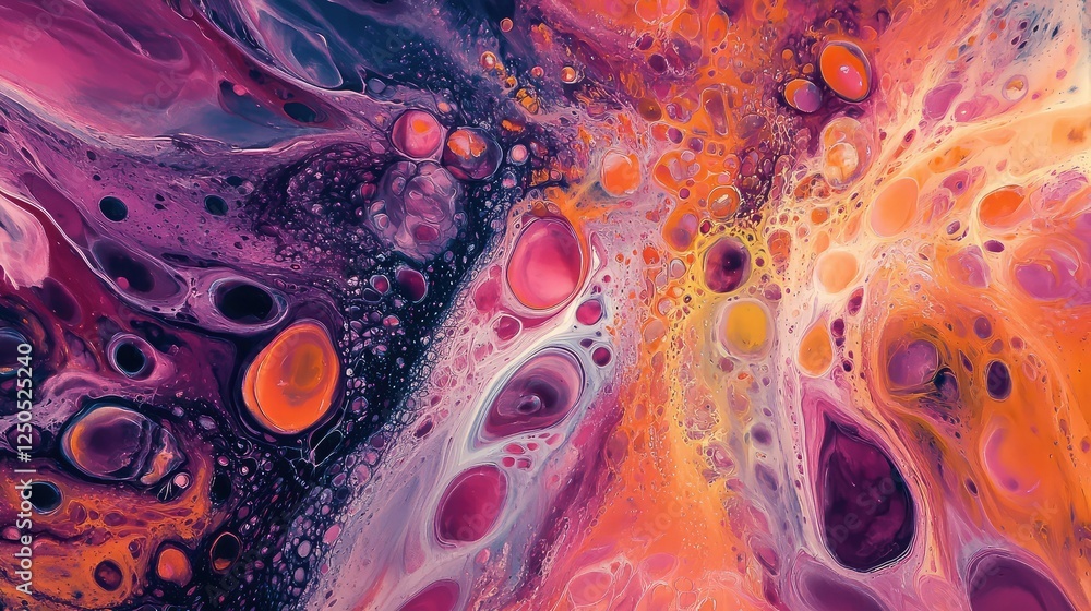 Poster abstract colorful swirls in vibrant hues of orange, purple, and pink creating a dynamic and engaging