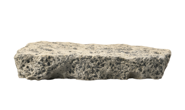 Irregular grey stone block isolated on black background
