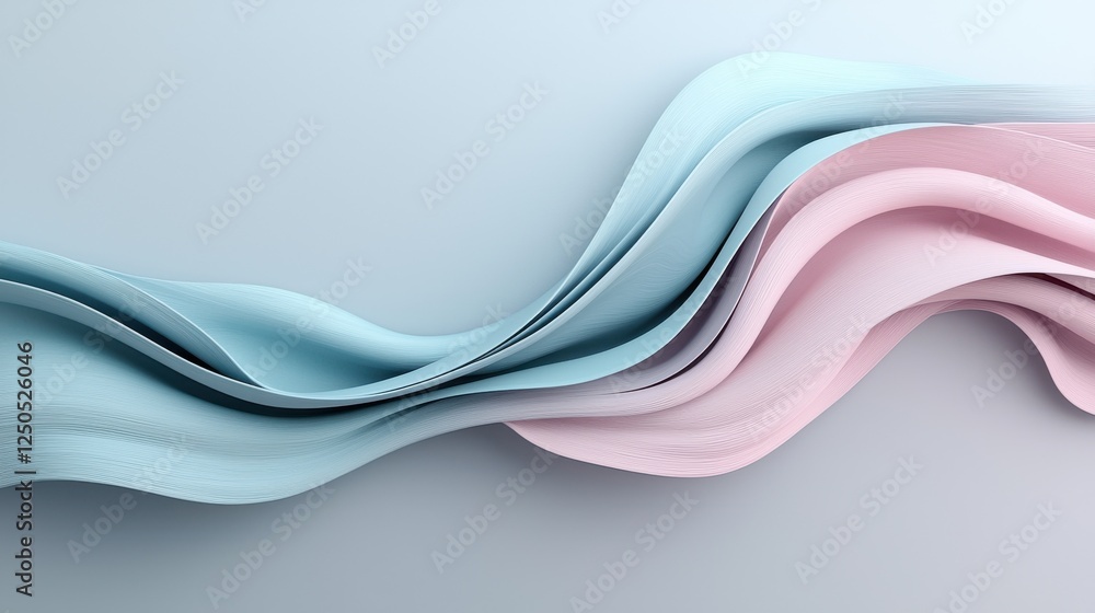 Poster flowing waves soft textiles studio abstract art minimalist design perspective elegance