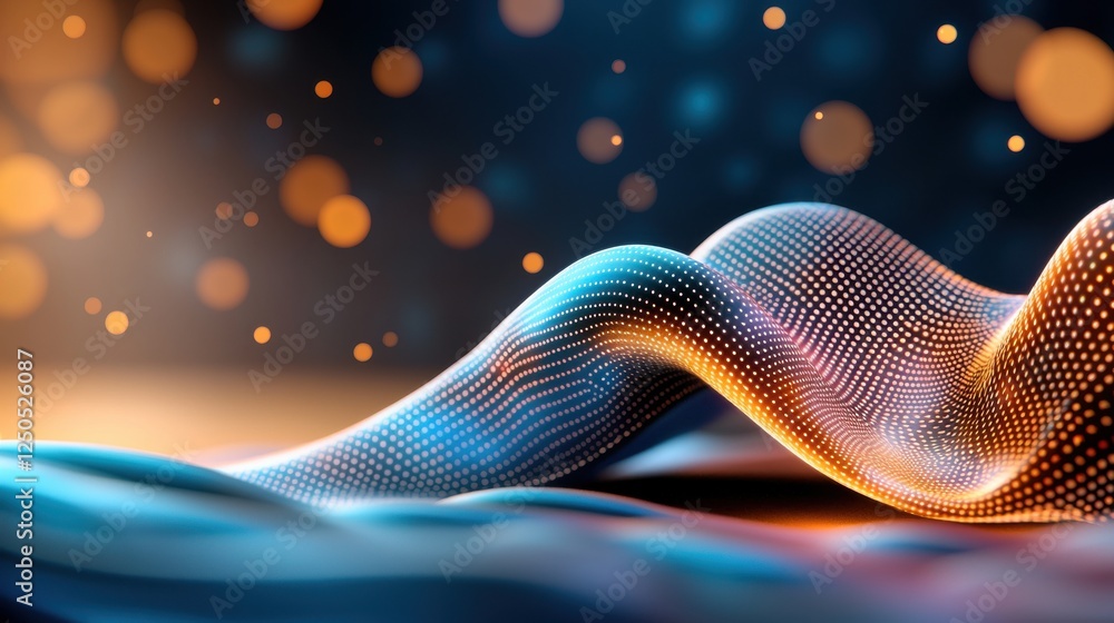 Poster dynamic flow digital waves abstract art vibrant colors studio environment close-up view innovative c