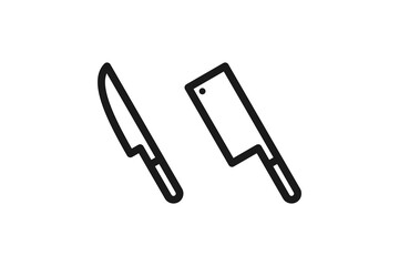 Fototapeta premium kitchen knife icon line minimal design