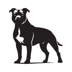 Premium American Staffordshire Terrier silhouette with bold and defined form - American Staffordshire Terrier illustration - minimal American Staffordshire Terrier vector - dog silhouette
