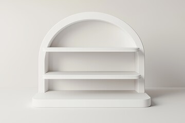 white isolated empty 3D rendering showcase background podium racked display shop blank store market shelf supermarket retail rack equipment shelving