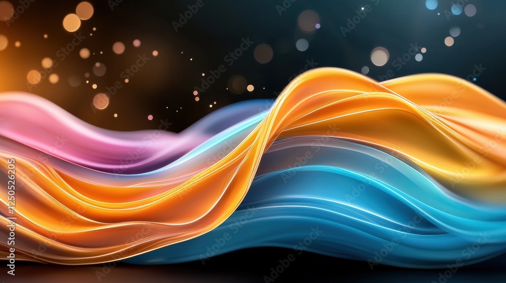 Poster flowing color waves abstract art digital design vibrant environment close-up view motion and creativ