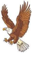 Obraz premium Majestic Eagle in Flight Against a Crisp White Background, Capturing Nature's Grandeur.