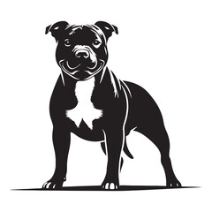 Detailed American Staffordshire Terrier silhouette showcasing breed’s power - American Staffordshire Terrier illustration - minimal American Staffordshire Terrier vector - dog silhouette
