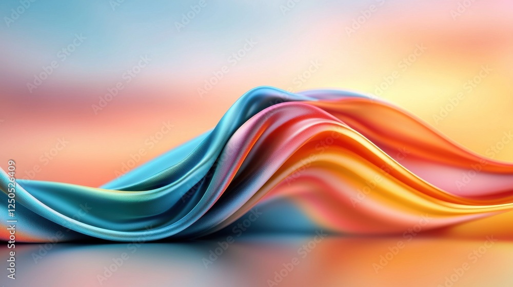 Poster flowing waves colorful fabric abstract art soft background dynamic composition artistic perspective 