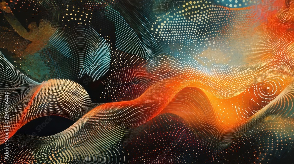 Poster dynamic abstract artwork digital canvas colorful waves modern art close-up exploring fluidity and mo