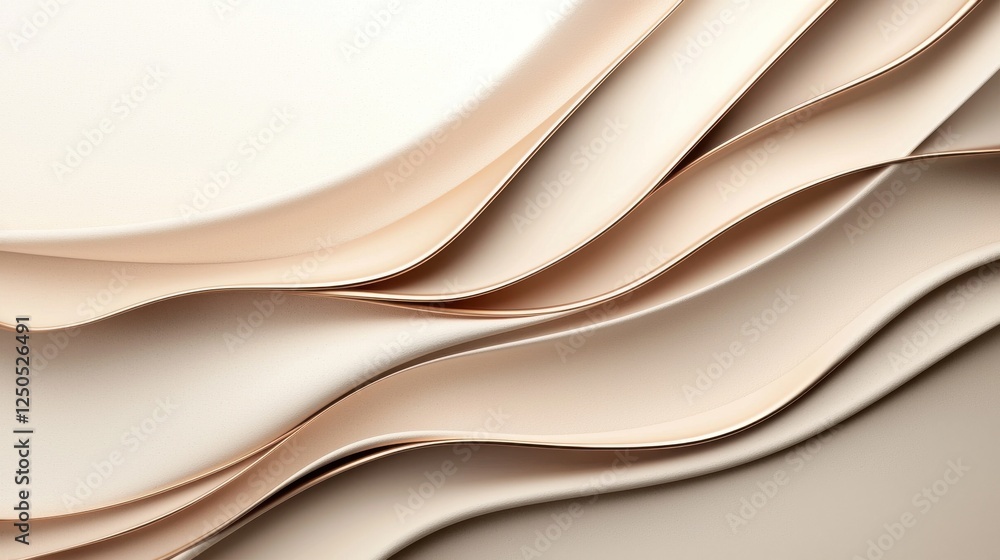 Poster dynamic flowing paper layers studio space artistic imagery minimalist environment aerial view elegan
