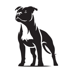 Distinctive American Staffordshire Terrier silhouette capturing strength - American Staffordshire Terrier illustration - minimal American Staffordshire Terrier vector - dog silhouette
