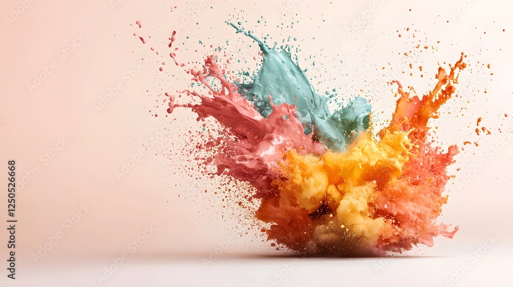 Poster vibrant burst of colorful powder explosion in an abstract dynamic and mesmerizing visual design this