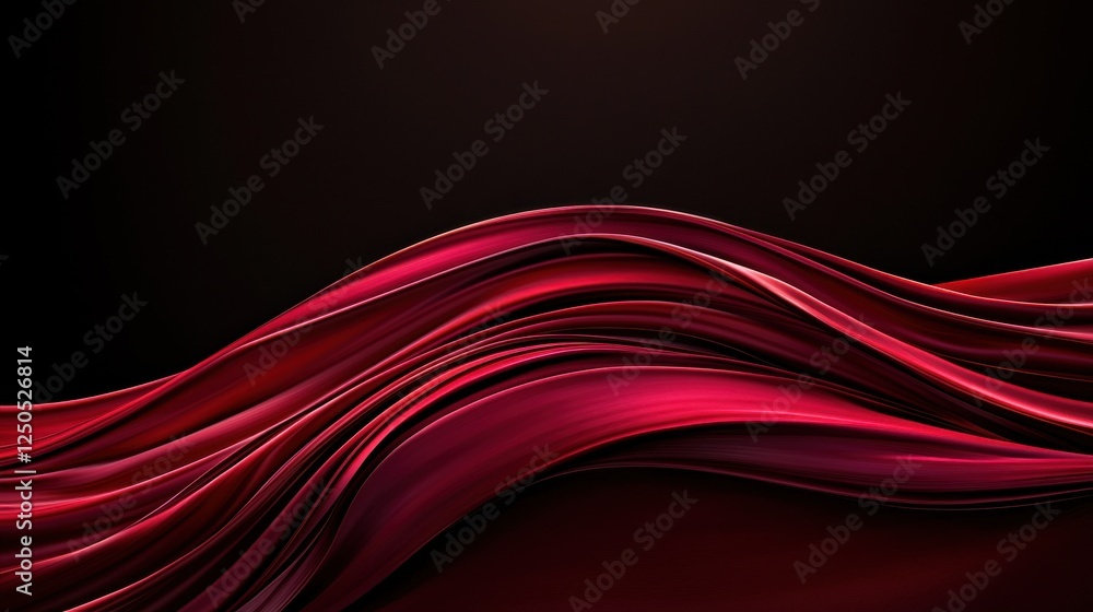 Poster dynamic flowing red waves abstract art display digital environment close-up perspective elegance and